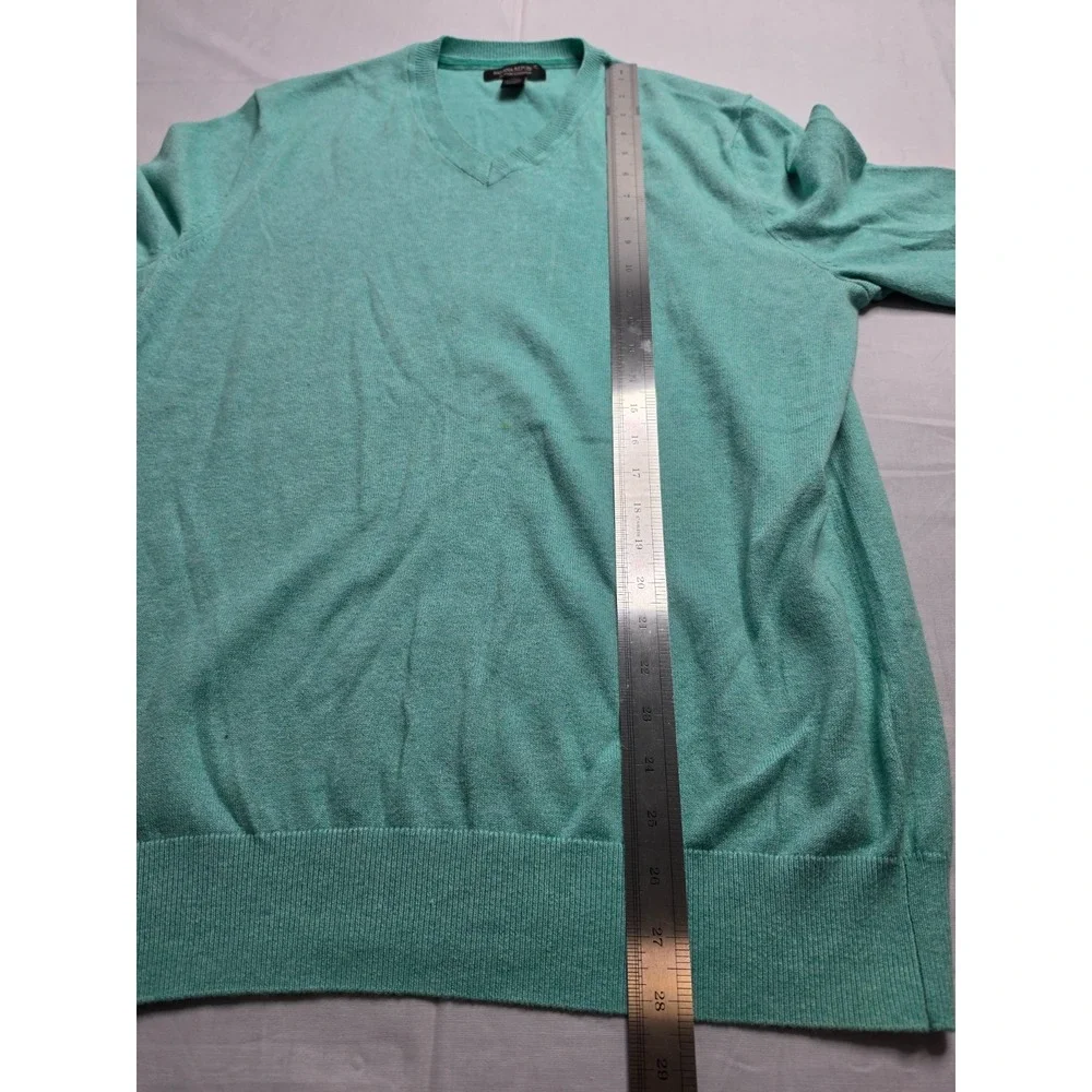 Banana Republic Sweater Men's Medium Light Teal Cotton Knitted V-Neck Warm Wear